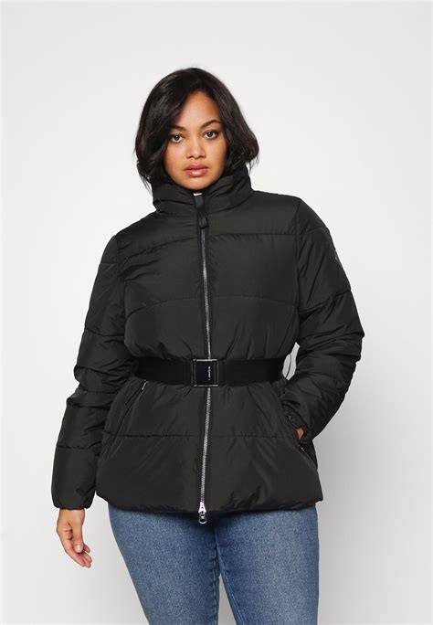 Women COAT | Calvin Klein Curve INCLUSIVE BELTED JACKET - Winter jacket - black - AY81289 Calvin Klein Curve black C6E21U000-Q11 0 en-GB