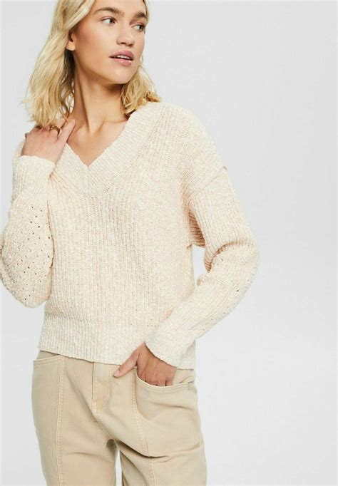 Women PULLOVER | edc by Esprit MIT LOCHSPITZE - Sweatshirt - off white/off-white - KX30694 edc by Esprit off white ED121J0BC-A11 0 en-GB