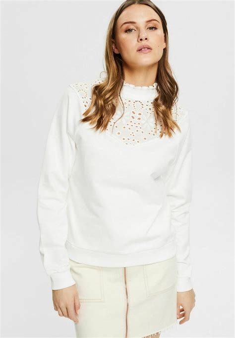 Women PULLOVER | edc by Esprit MIT LOCHSPITZE - Sweatshirt - off white/off-white - KX30694 edc by Esprit off white ED121J0BC-A11 0 en-GB