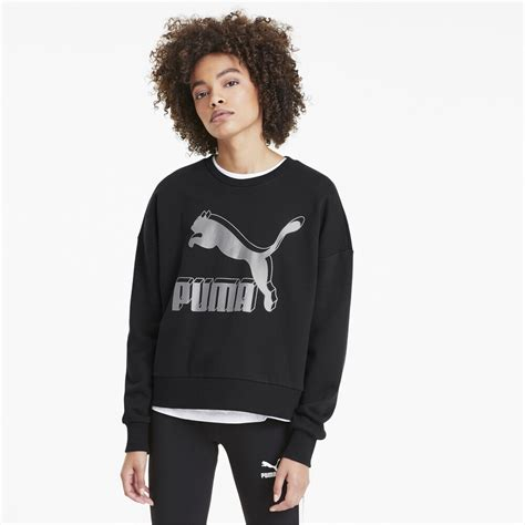 Women PULLOVER | Puma CLASSICS METALLIC LOGO CREW - Sweatshirt - black/rose gold/black - WA40290 Puma black/rose gold PU121J07P-Q11 0 en-GB