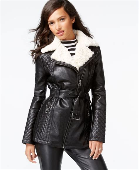 Women COAT | Guess QUILTED - Faux leather jacket - jet black multi/black - MW17565 Guess jet black multi GU121G0CS-Q11 0 en-GB