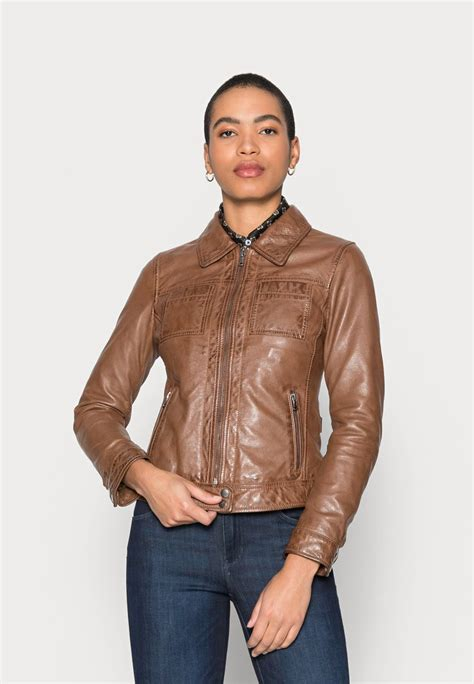 Women COAT | Oakwood RECITAL - Leather jacket - cognac - CD58181 Oakwood cognac OA121U09L-O11 0 en-GB