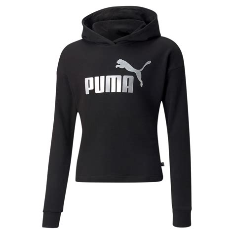 Women PULLOVER | Puma LOGO CROPPED HOODIE  - Zip-up sweatshirt - black/silver metallic/black - XZ04315 Puma black/silver metallic PU141G0AW-Q11 0 en-GB
