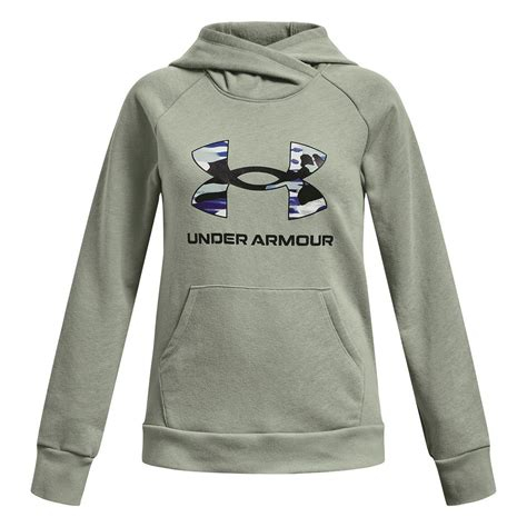 Women PULLOVER | Under Armour RIVAL LOGO HOODIE - Hoodie - steel medium heather/black/grey - NI54802 Under Armour steel medium heather/black UN241G06P-C11 0 en-GB
