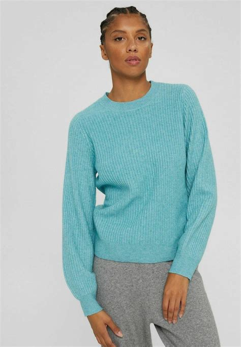 Women PULLOVER | edc by Esprit FITTED PUFFY - Jumper - light aqua green/green - FX18536 edc by Esprit light aqua green ED121I0Q4-M11 0 en-GB
