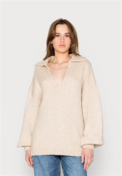 Women PULLOVER | Nly by Nelly PUFF UP SLEEVE KNIT SWEATER - Jumper - beige - OV61012 Nly by Nelly beige NEG21I02D-B11 0 en-GB